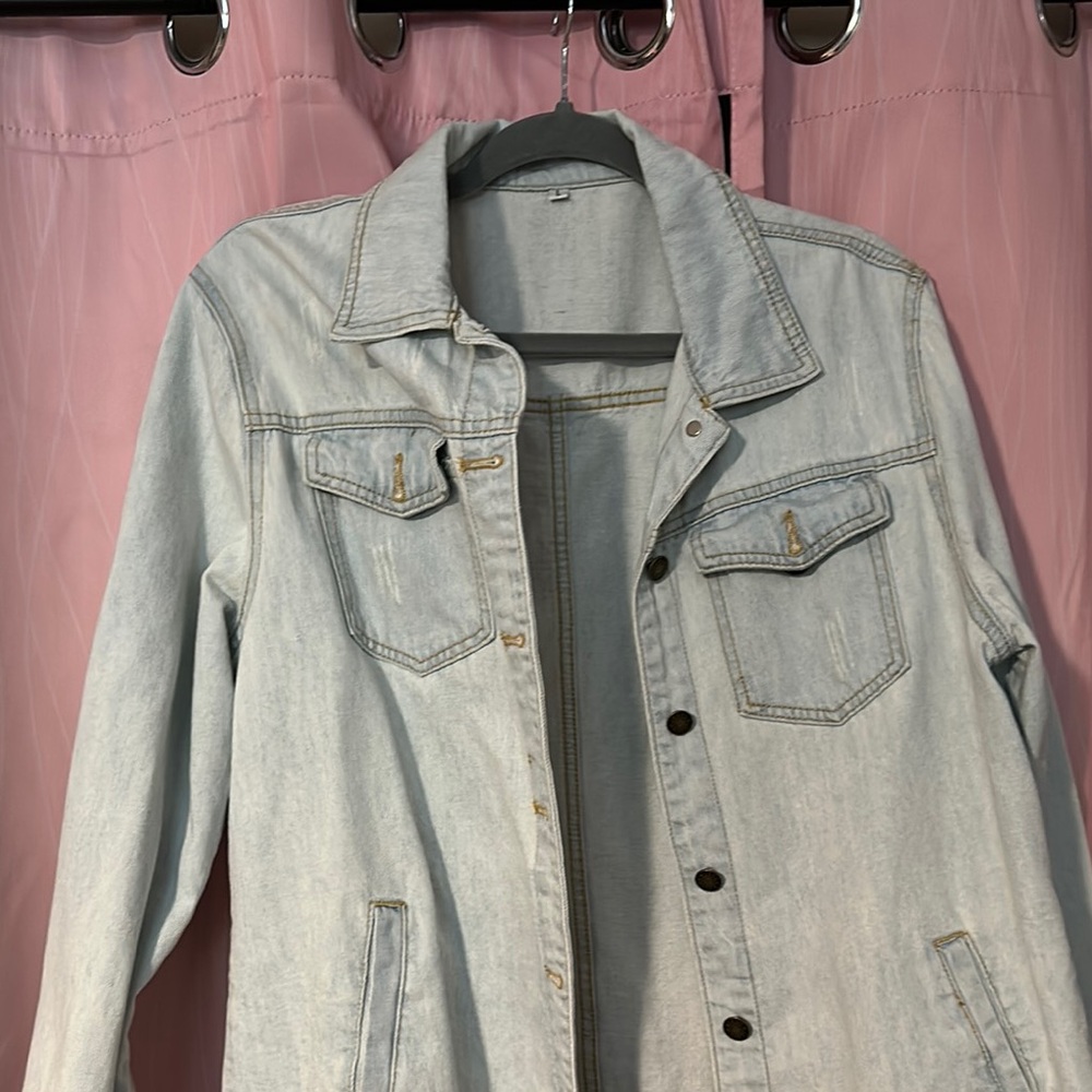 Light Blue Distressed Denim Jacket